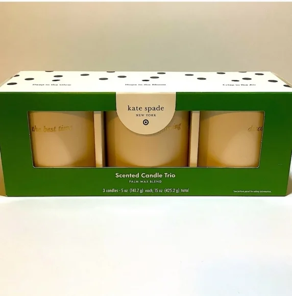 Kate Spade X Target 3ct Sented Ceramic Jar Candle Set Cream/Green/ Pink/Blue - Picture 4 of 8